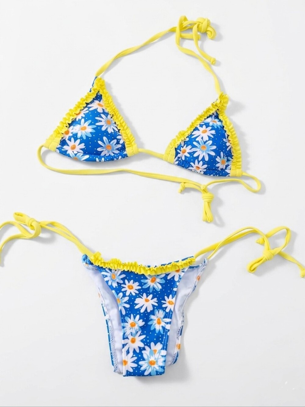 Retro Style Daisy Ruffle Bikini Set Size Small